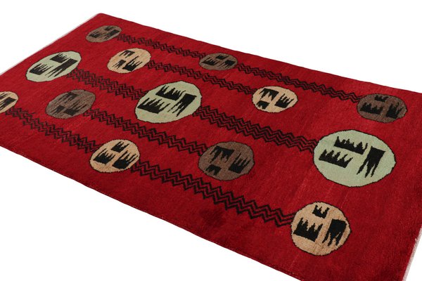 Vintage Turkish Red Rug with Geometric Medallions for sale