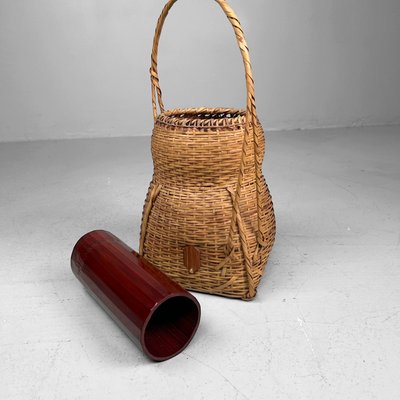 Japanese Bamboo Hanakago Ikebana Flower Basket, 1960s for sale at