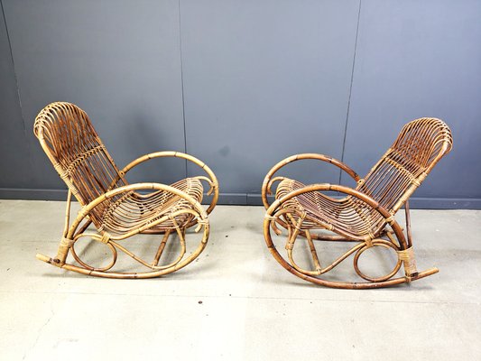 Vintage Bambus Schaukelstuhl, 1960er, 2er Set bei Pamono kaufen
