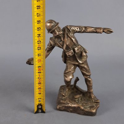 Statue mousquetaire en bronze, sculpture d'un soldat en ten
