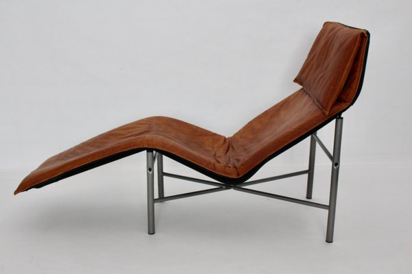 Swedish Cognac Leather Chaise Lounge By, Leather Chaise Chair