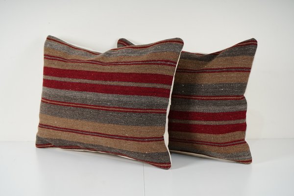 Set di 2 federe decorative per cuscini in morbido velluto a coste a righe, color ruggine, 45 x 45 cm, arredamento rustico in stile bohémien. | Leroy Merlin