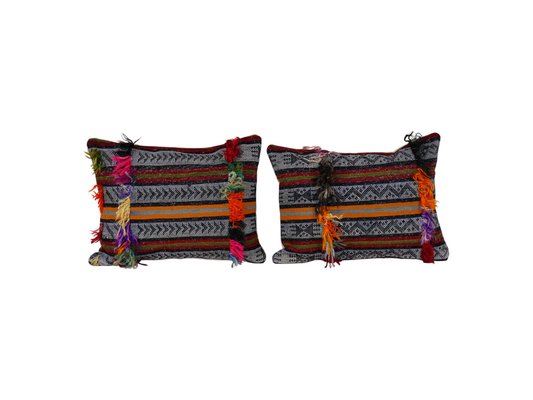 Federe per cuscini lombari Kilim a righe, Turchia, set di 2 in vendita su
