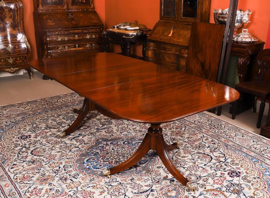 Antique George III Regency Twin Pillar Dining Table, 1820 for sale