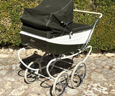 Englischer Vintage Freeway Coachbuilt Kinderwagen in Dunkelgrn & Wei,  1960er bei Pamono kaufen