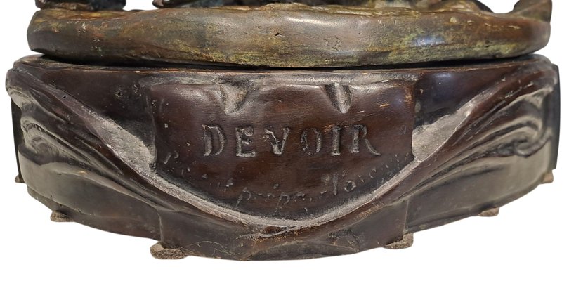 Sonnette Ronde En Marbre Vert, Tirette Bronze, Style 1910, Mécanique