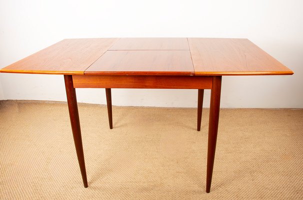 Small Danish Teak Square Extendable Dining Table, 1960s for sale