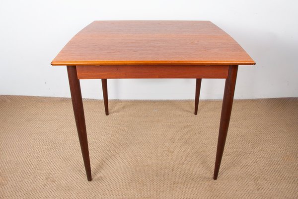 Small Danish Teak Square Extendable Dining Table, 1960s for sale