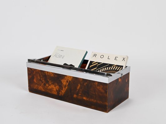 Large Magazine or Bottle Rack in Tortoiseshell Acrylic Glass and