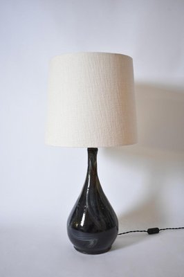 Schwarz-elfenbeinfarbene Keramiklampe mit langem Hals von Helder bei Pamono kaufen