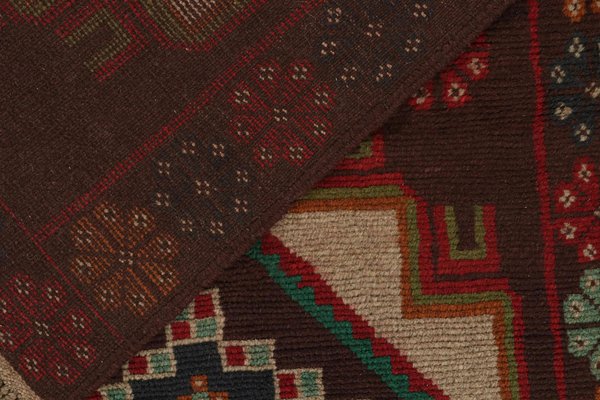 Afghan Baluch Tribal Rug in Rust Tones with Geometric Medallions