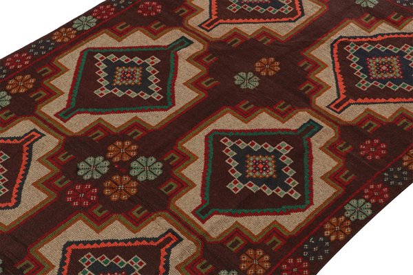 Afghan Baluch Tribal Rug in Rust Tones with Geometric Medallions