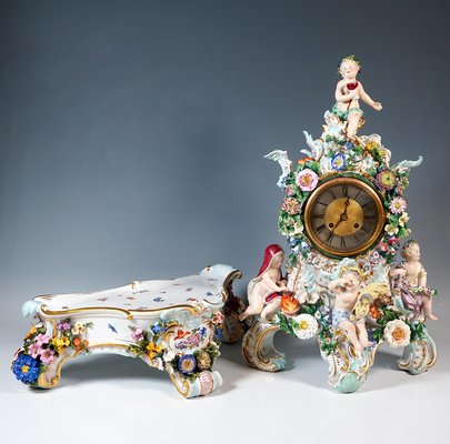 The Four Seasons Splendour Clock with Pedestal by Leuteritz for