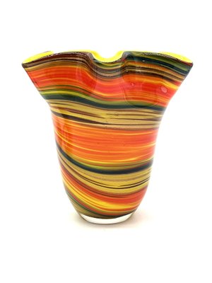 Neonfarbene Murano Fazzoletto Swirl Vase von Venini bei Pamono kaufen