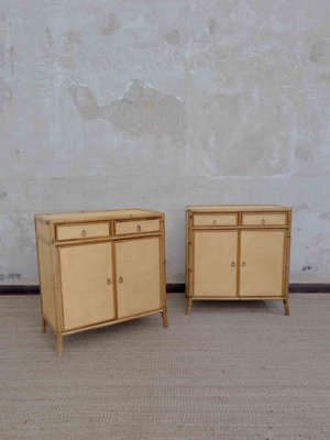 Bambus Schrnke aus Bast, 1970er, 2er Set bei Pamono kaufen