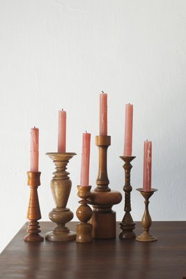Skandinavische Kerzenhalter aus Holz, 6 . Set bei Pamono kaufen