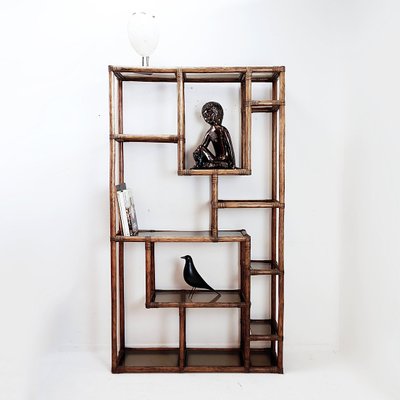 Deconstructed Bamboo and Smoked Glass Shelf, 1970s for sale at Pamono