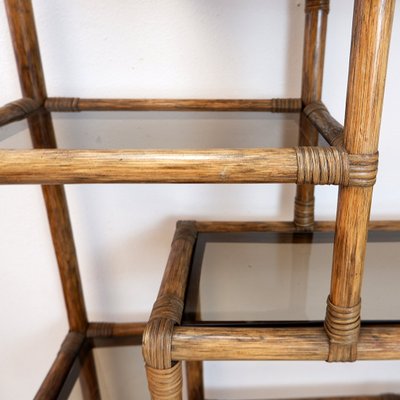Deconstructed Bamboo and Smoked Glass Shelf, 1970s for sale at Pamono