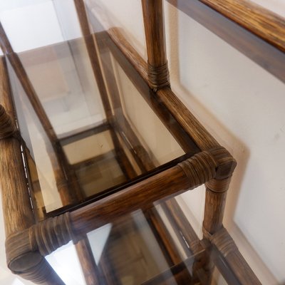 Deconstructed Bamboo and Smoked Glass Shelf, 1970s for sale at Pamono