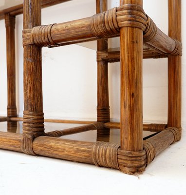 Deconstructed Bamboo and Smoked Glass Shelf, 1970s for sale at Pamono
