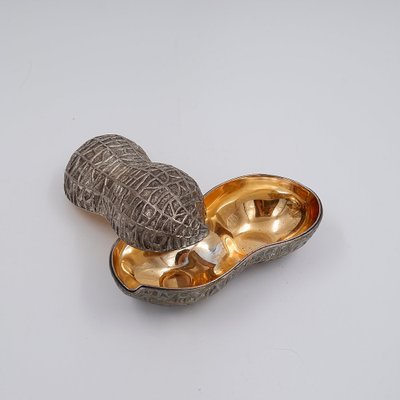 落花生　F.B. ROGERS Vintage Silver-Plated Peanut Tin by F. B. Rogers, 1960s for sale