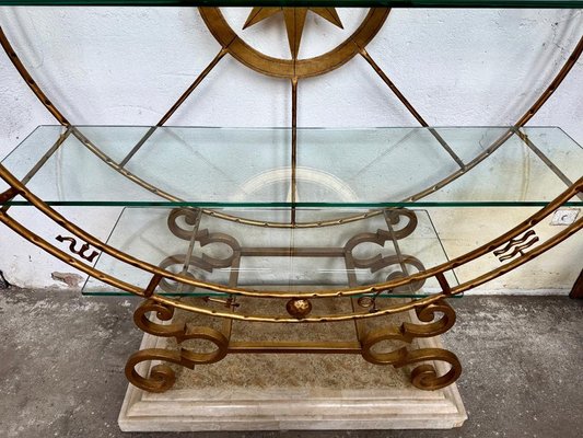 Marco Polo Shelf in Gilt Wrought Iron from Maison Fournier for