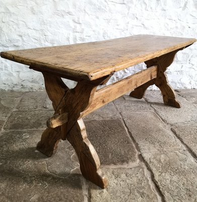 Antique Swedish Pine X Frame Tavern Table, 1700s for sale at Pamono