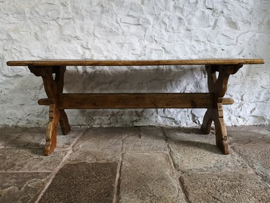 Antique Swedish Pine X Frame Tavern Table, 1700s for sale at Pamono