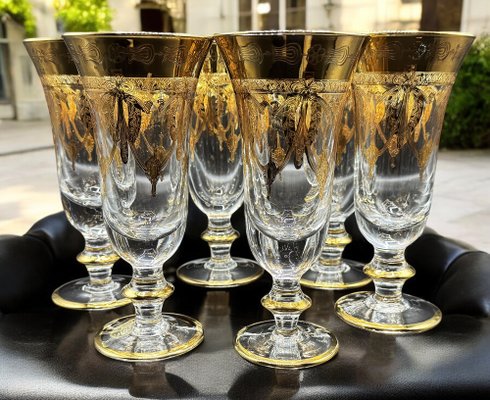 24 Karat Gold-Plated Crystal Glasses from SC Line, 1960s, Set of 6