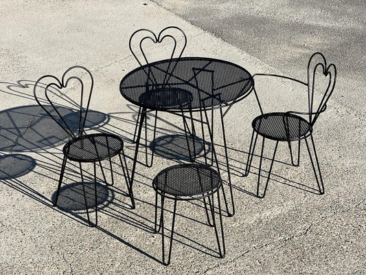 Mobili da giardino in ferro battuto di Mathieu Matégot, anni '50