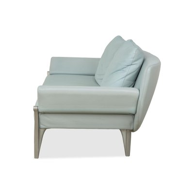 Model 1600 3-Seater Sofa in Light Blue Leather from Rolf Benz for
