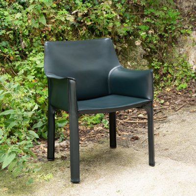 Green Leather CAB 413 Armchair by Mario Bellini for Cassina, 2000s