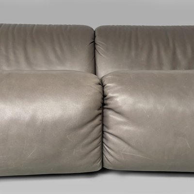 Postmodern Italian Gray Leather Piumotto Sofa from Busnelli, 2000s