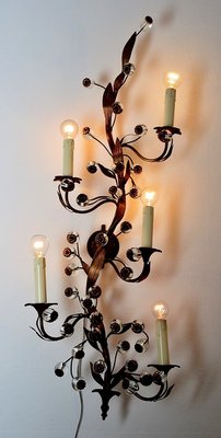 Murano Glass Flower And Brass Decorative Wall Sconce 1960s For