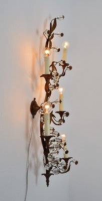 Murano Glass Flower And Brass Decorative Wall Sconce 1960s For
