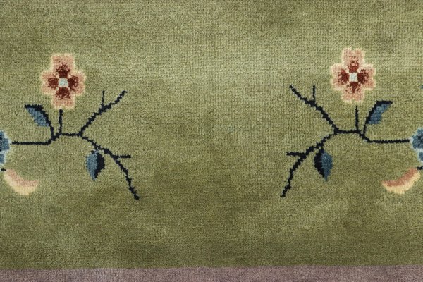 Grüner Läufer mit Blumenmuster von Rug&Kilim bei Pamono kaufen