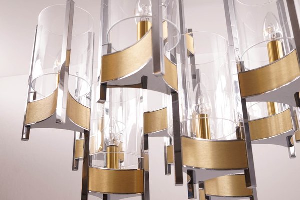 Sciolari Chrome Space Age Chandelier Vintage Chandelier by Gaetano Sciolari