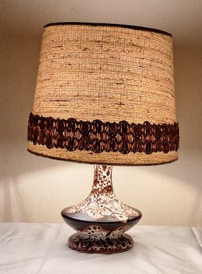 Lampada Da Tavolo VIETRI Marrone In Ceramica Con Paralume In Tessuto Marrone Avorio Beige E27 49217828