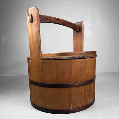 アンティーク　水桶 Japanese Wooden Bucket with Lid, 1940s for sale at Pamono