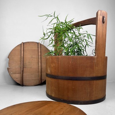 アンティーク　水桶 Japanese Wooden Bucket with Lid, 1940s for sale at Pamono