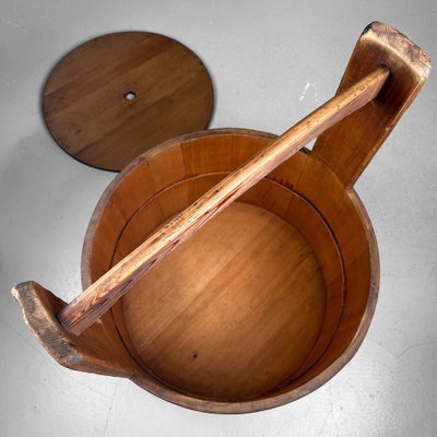 Japanese Wooden Bucket with Lid, 1940s for sale at Pamono