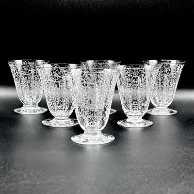 Antique Art Deco Baccarat Crystal Engraved Sherry Glasses in the
