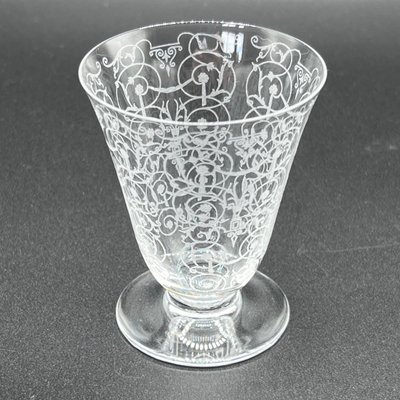 Antique Art Deco Baccarat Crystal Engraved Sherry Glasses in the