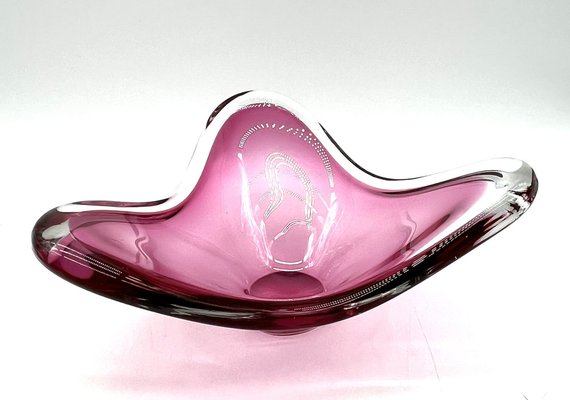 Scandinavian Pink Coquille Glass Bowl by Paul Kedelv for Flygsfors