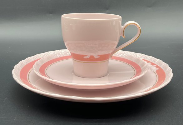Vintage Rosé Porcelain Coffee Service from Hutschenreuther, Germany 1970s, Set of 32 for sale at Pamono