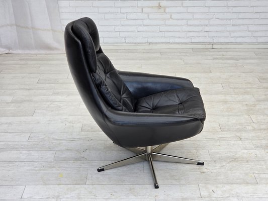 Dänischer Drehsessel aus Leder von HWKlein für Bramin Møbler, 1970er bei Pamono kaufen
