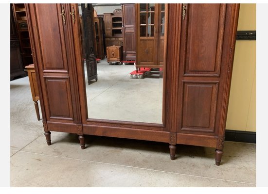 Wooden Wardrobe / Clothes Cabinet – Used Antique Wardrobe with Laundry Compartments, 1910 for sale at Pamono