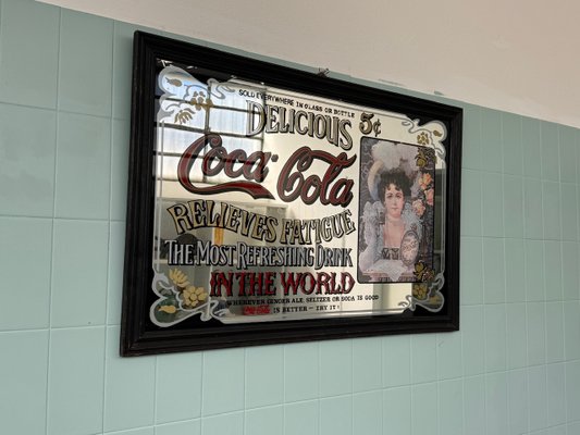 Vintage Coca Cola Advertising Mirror, 1980s for sale at Pamono