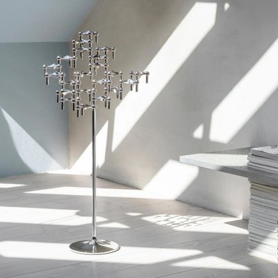 Floor Stand for Candleholder in Zinc Alloy with Chrome Finish by STOFF Nagel