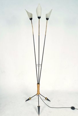 Mid-Century Modern 3-Arm Swan-Neck Floor Lamp, 1950s for sale at